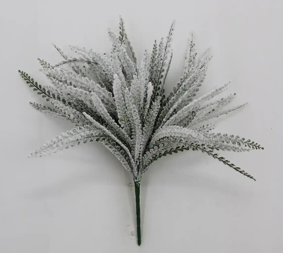 19" Frosted Plastic Button Fern