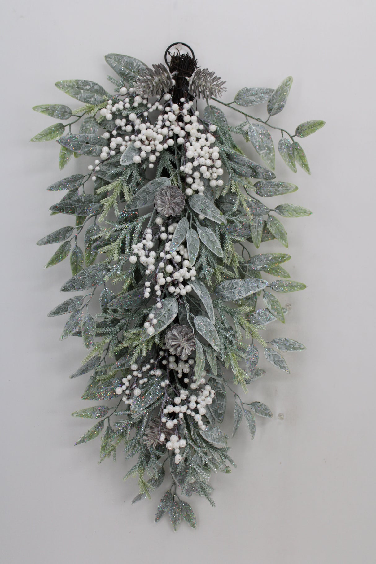 28" Olive Leaf Pine Pinecone Teardrop