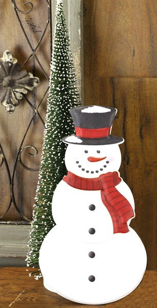 12"H X 6.5"L Metal/Embossed Snowman