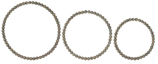 Wood Bead Wreaths W/25Mm Beads (Set of 3)