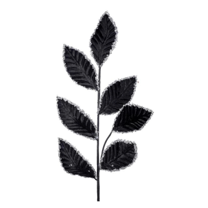 26" Sequined Edge Opulent Leaf Spray