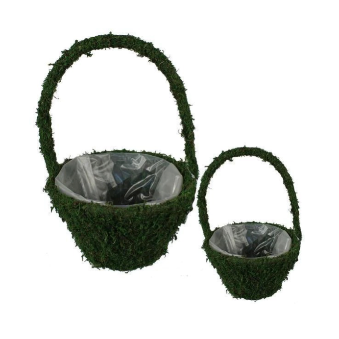 S/2 Round Moss Basket