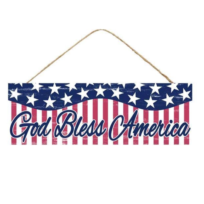 15"L X 5"H God Bless America Sign