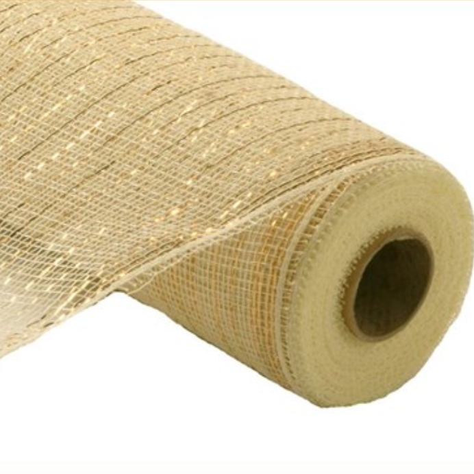 10"X10yd Metallic Value Mesh (Cream W/Gold Foil)