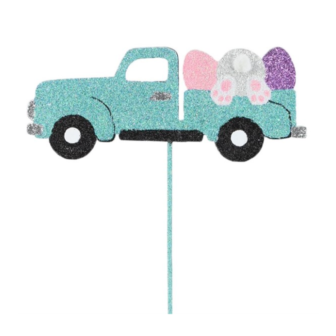6.75"Lx12"Oah Bunny Tail/Eggs Truck Pick