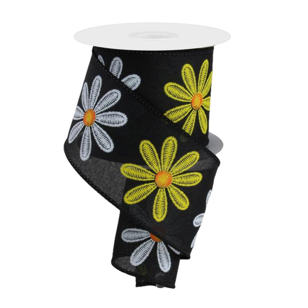 2.5"X10yd Embroidered Daisy