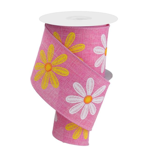 2.5"X10yd Embroidered Daisy