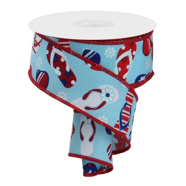 1.5"X10yd Flip Flops & Sunglasses Ribbon
