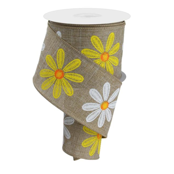 2.5"X10yd Embroidered Daisy