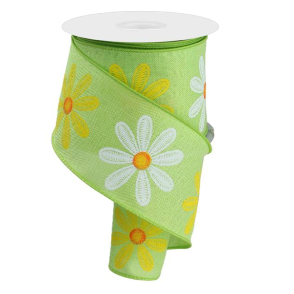 2.5"X10yd Embroidered Daisy
