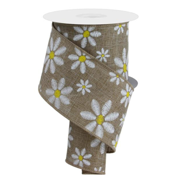 2.5"X10yd Embroidered Mixed Daisy