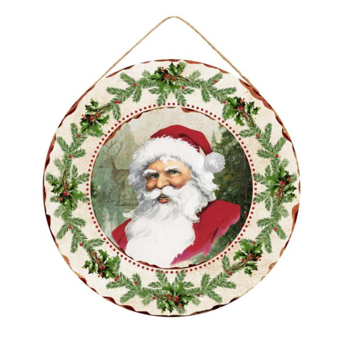 15.75"Dia Vintage Santa