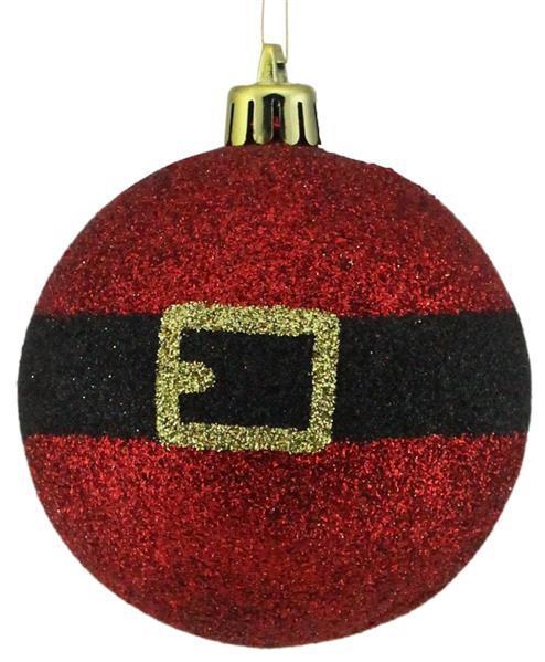 80Mm Santa Smooth Glitter Ball Ornament