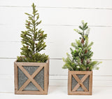 Set of 2 Square Wood Boxes (6" and 8")