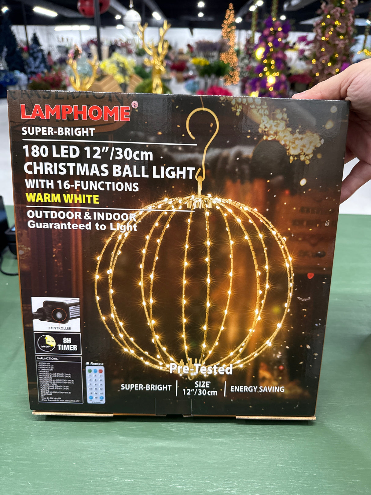 12"/30cm, 180LED Christmas Ball Light (Warm White)