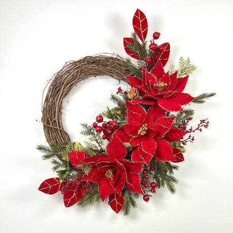 Red Velvet Poinsettia Wreath Kit