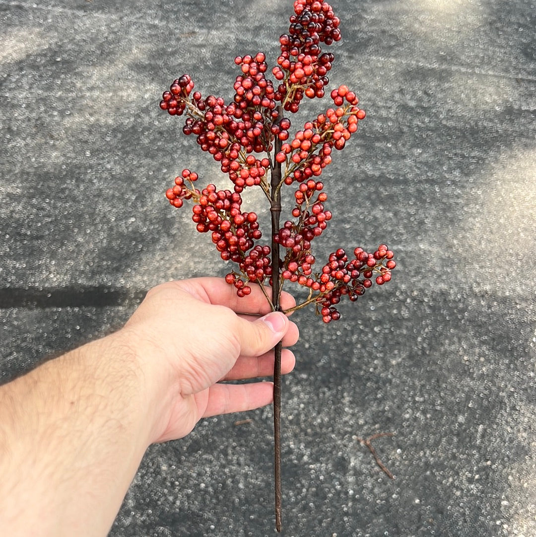 15” Long Burgundy Natural-Style Berry Spray