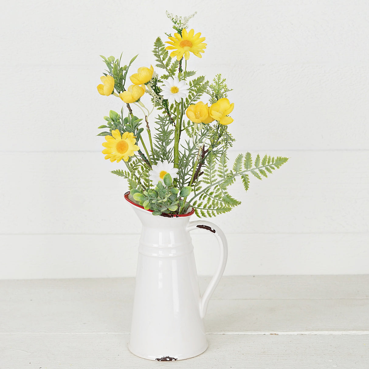 Yellow & White Daisy Fern Bush