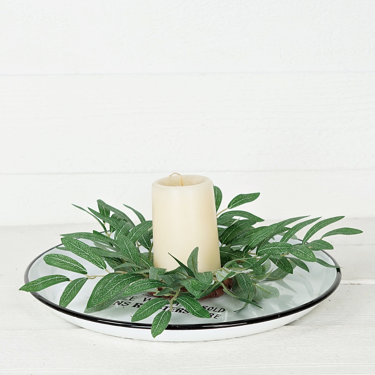 12" Olive Leaf Candle Ring Wreath (3.5" center)
