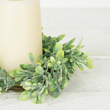 Flocked Boxwood Leaf Candle Ring Wreath (3.5" center)