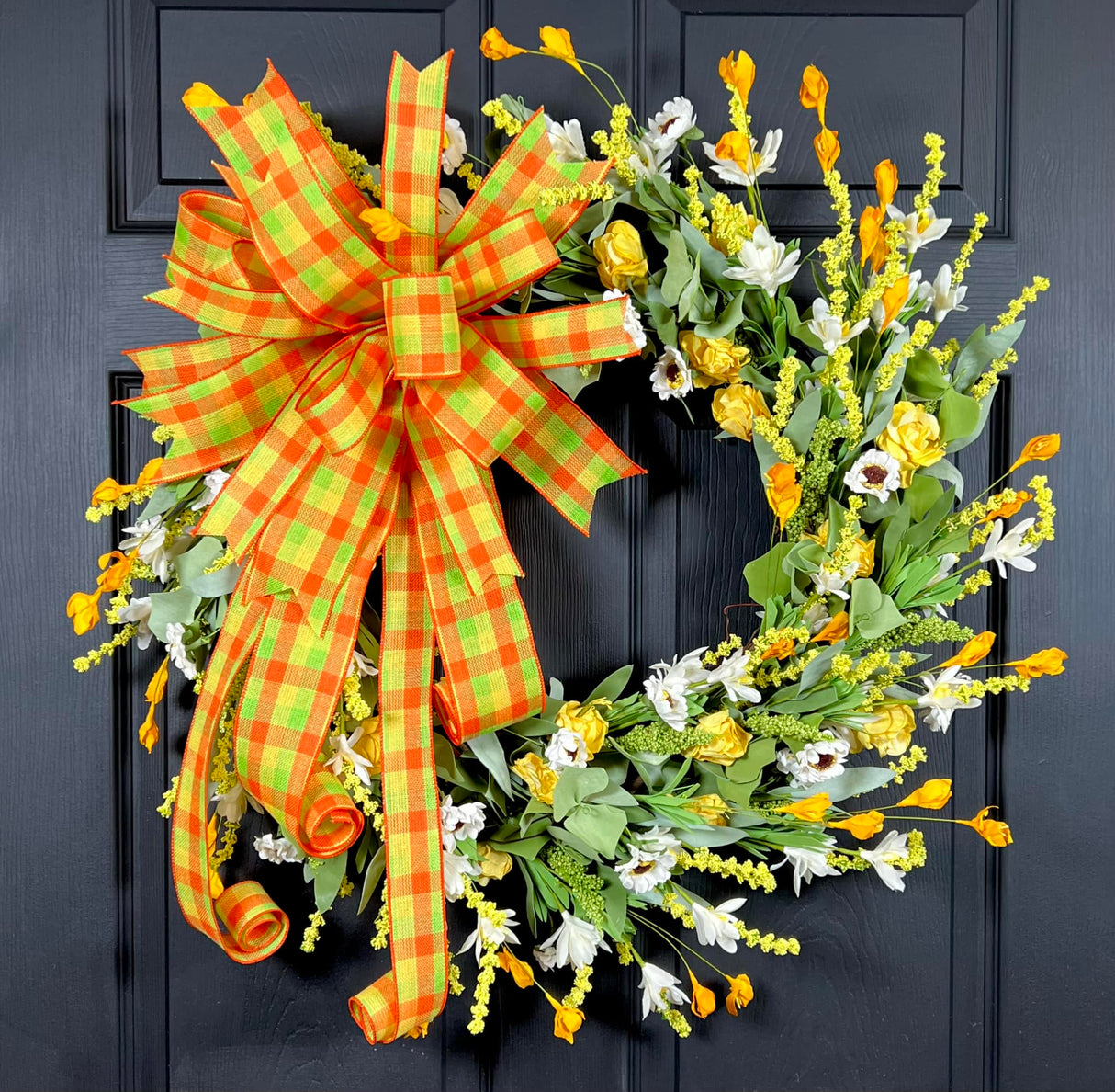Orange Gingham Wreath TUTORIAL ONLY