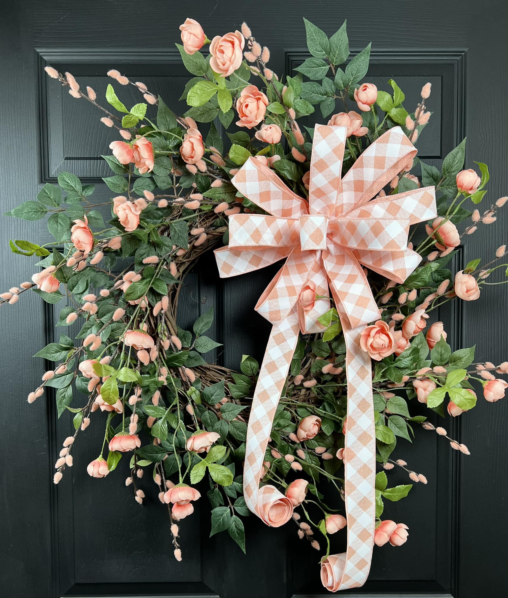 Peach Ranunculus Wreath TUTORIAL ONLY Nick's Seasonal Décor