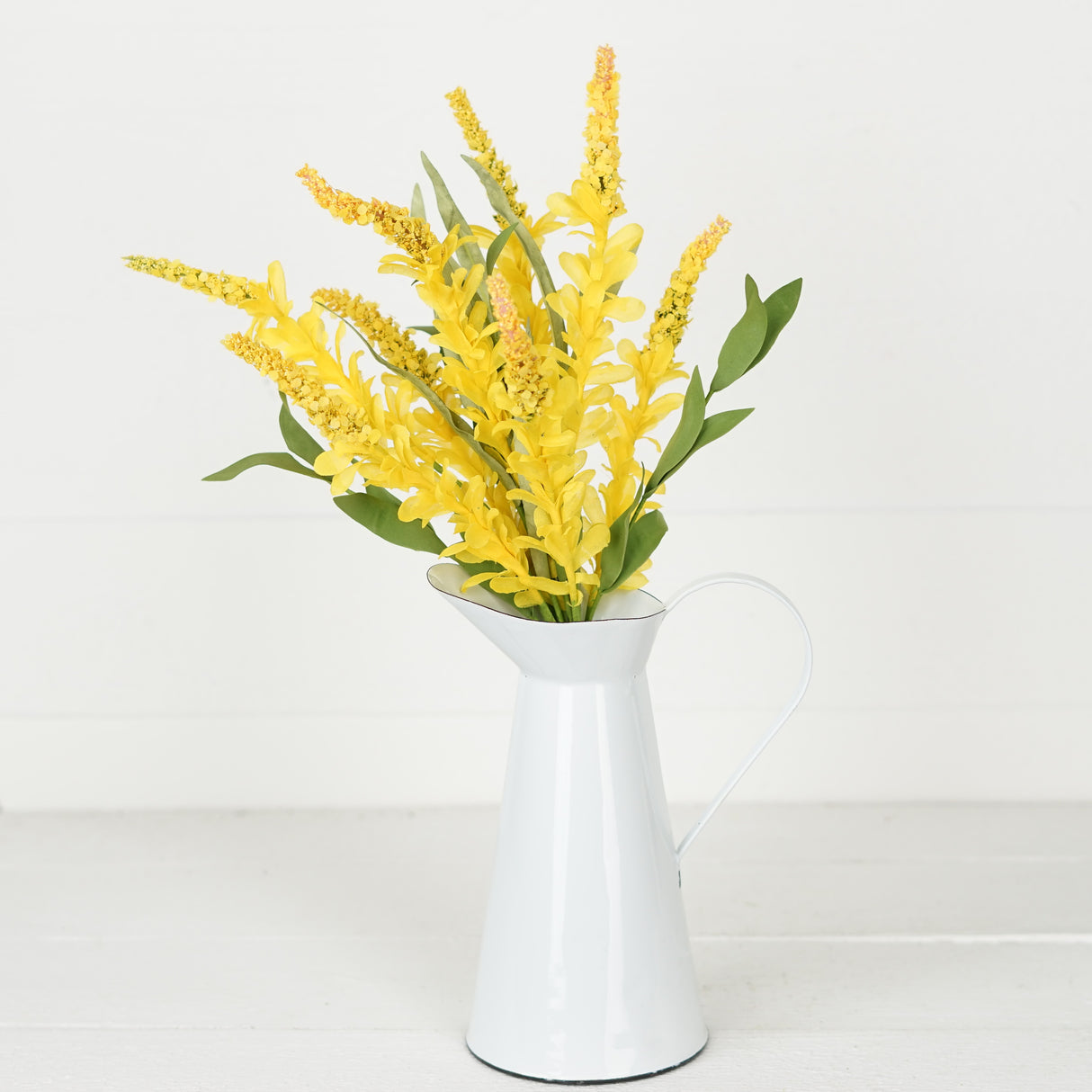 Yellow Cluster Flowers with Heather Bush (20")