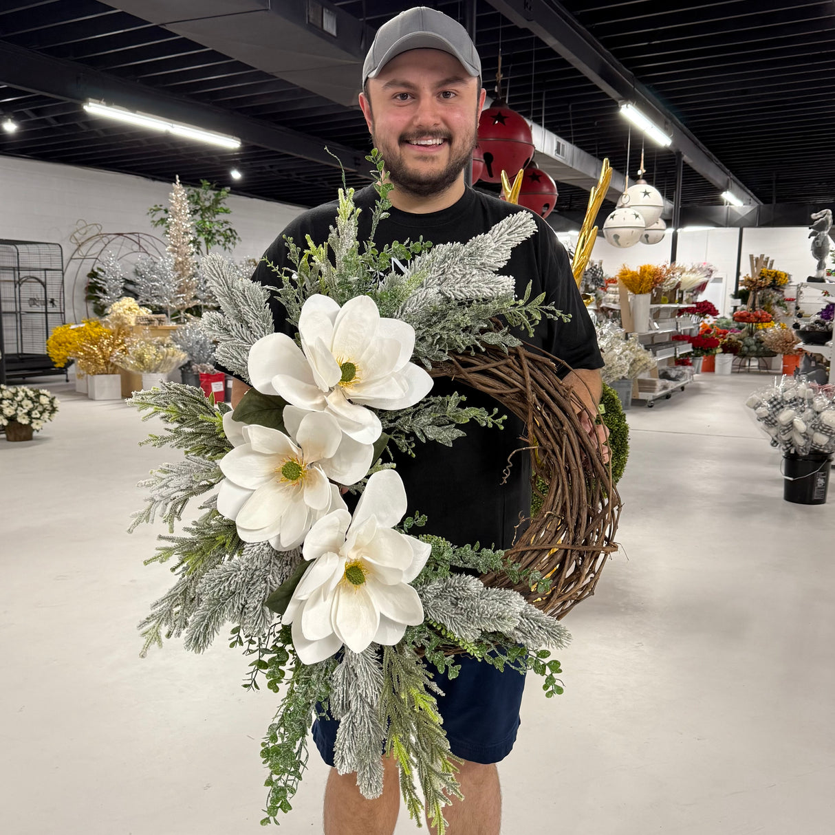 White Magnolia Winter Wreath (Completed Design)