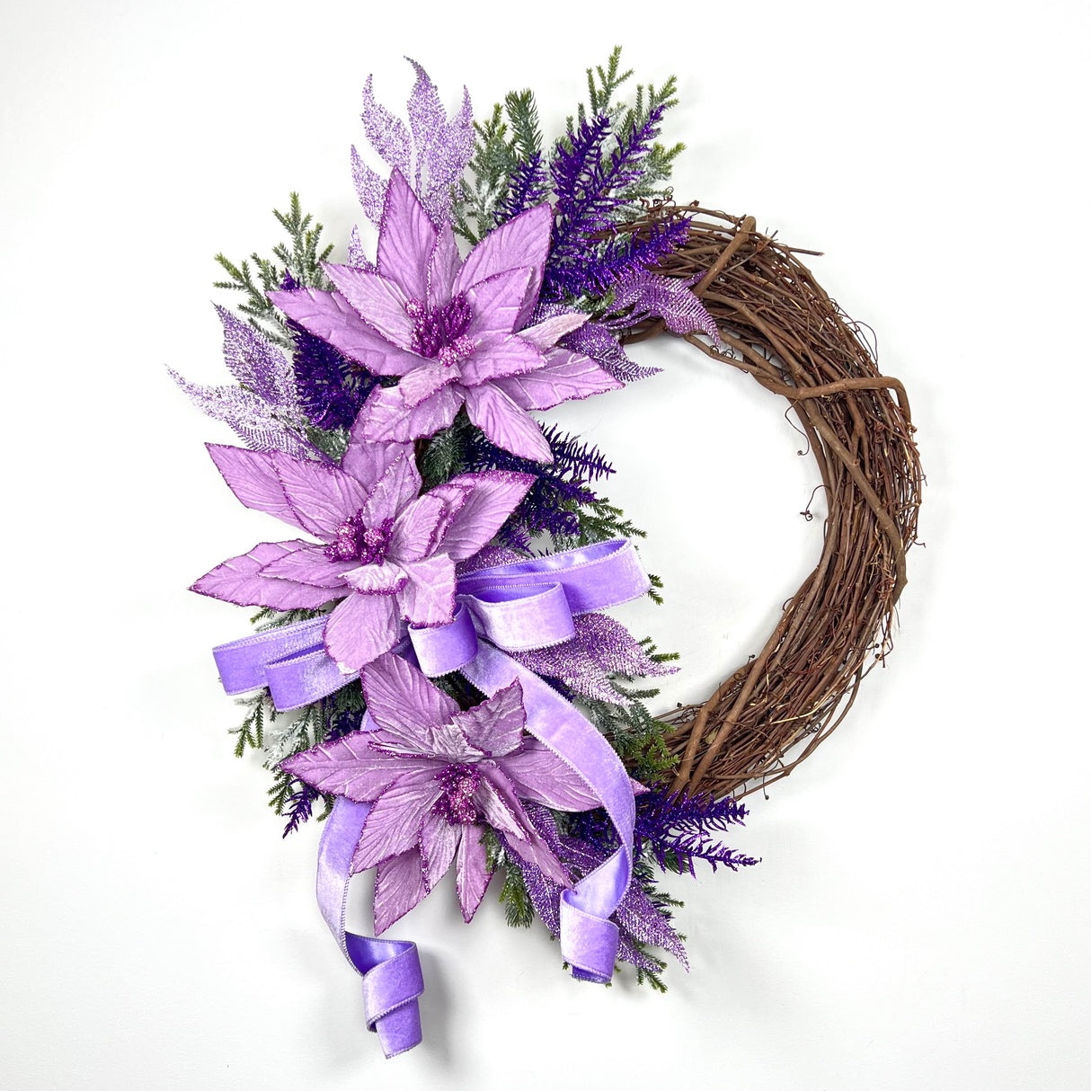 Purple Poinsettia Wreath Kit