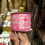 2.5” Pink Love Heart Ribbon