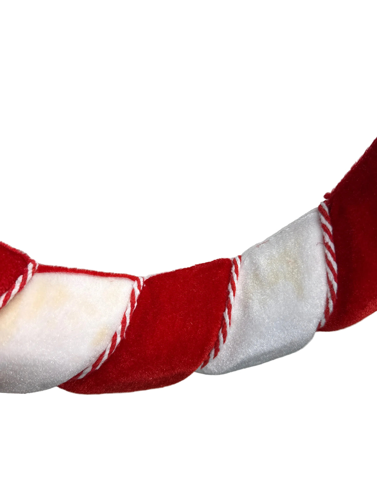 (Imperfect) 13"Dia Fabric Wreath W/Striped Roping