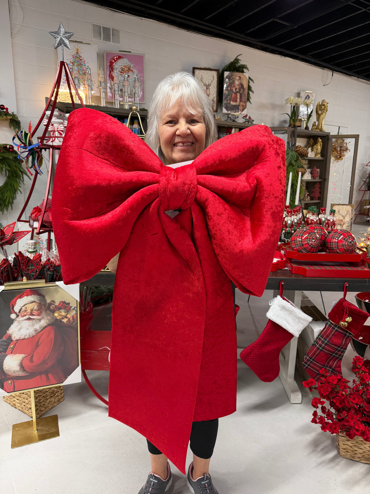 32"X72" Red Velvet 3D Hanging Bow W/ Tails