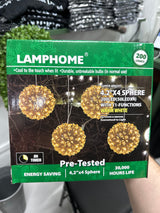 4.2" 200LED Sphere,With 11-Functions (Warm White) (Set of 4)