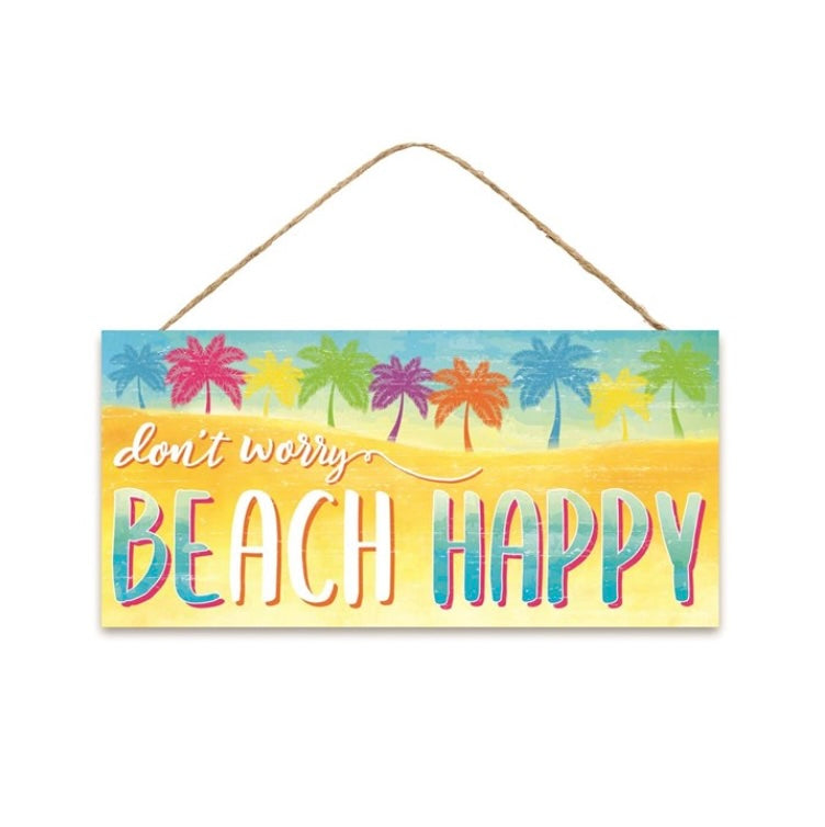 12.5”L X 6”H Beach Happy Sign