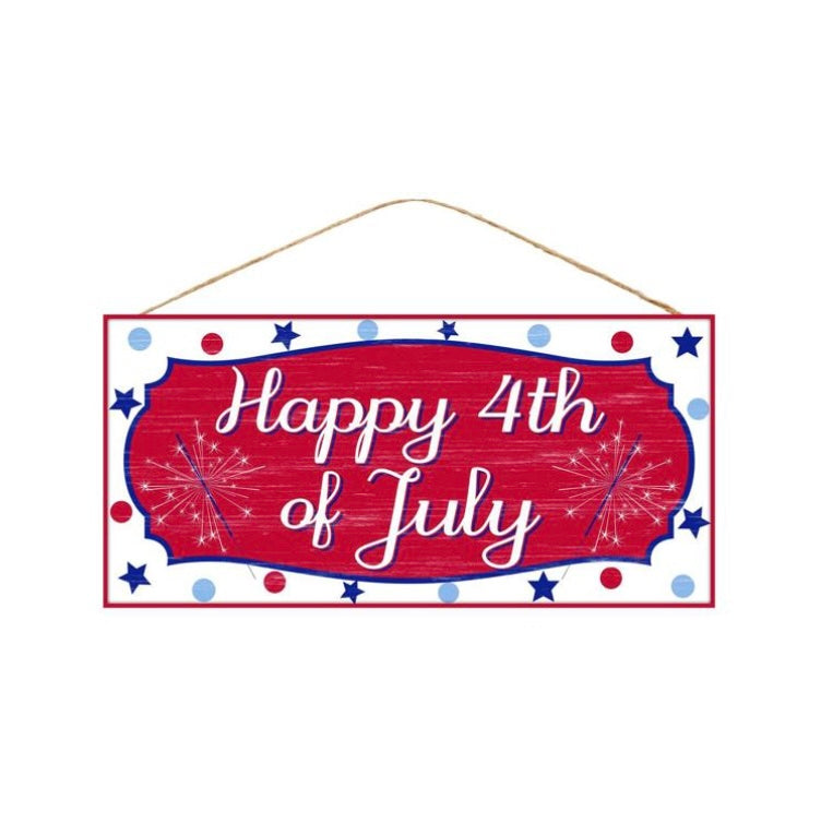 12.5"Lx6"H Mdf "Happy 4Th Of July" Sign