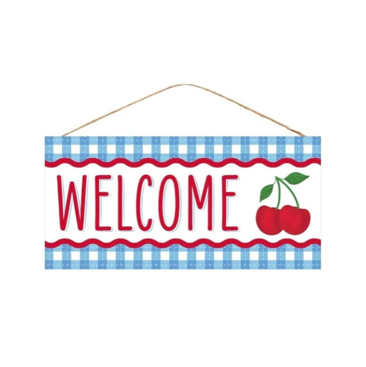 12.5"L X 6"H Welcome/Cherry Sign