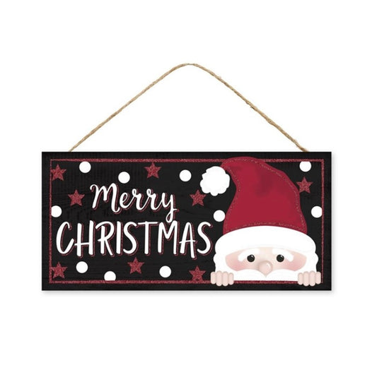 12.5"Lx6"H Gltr Peeking Santa/Christmas