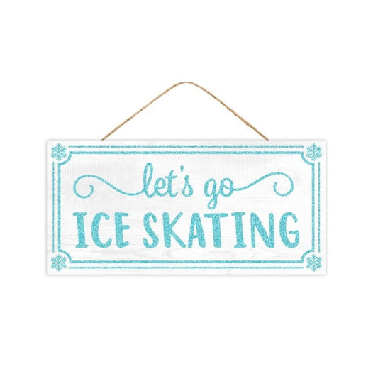 12.5"L x 6"H Ice Skating Glitter Sign