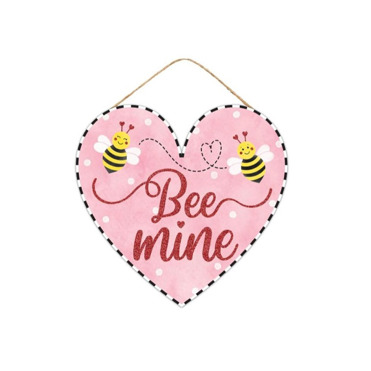 12"L x 11.5"H Bee Mine Glttr Heart Sign
