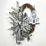 Grey Gingham Church Wreath Kit