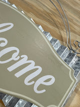 13"Lx5.75"H Corrugated Tin Welcome Sign