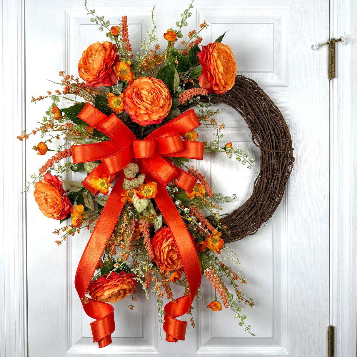 Orange Ranunculus Wreath (Completed Design)