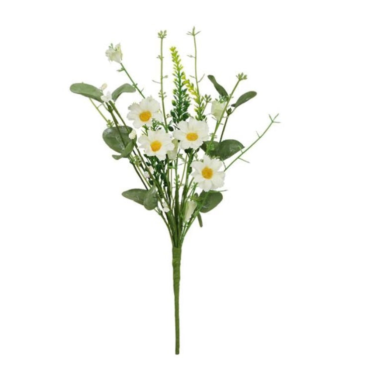 12"L Spring Daisy/Eucalyptus Pick