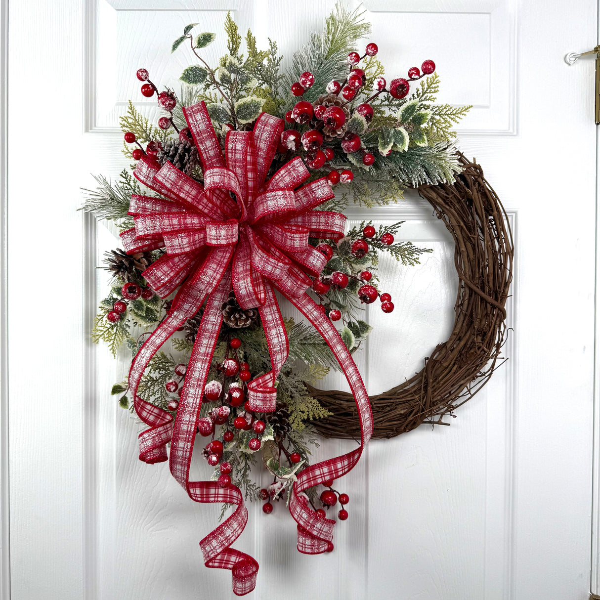 Sugar Plaid Winter Christmas Wreath (Completed Design)