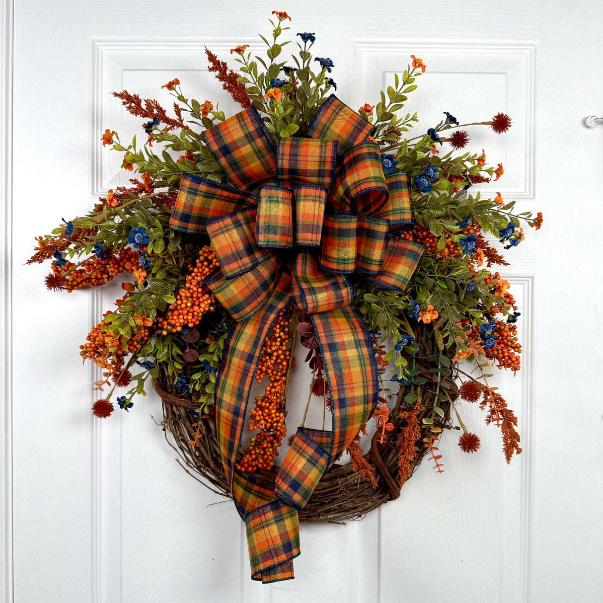 Orange & Blue Plaid Wreath Kit