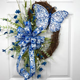 Blue and White Chinoiserie Butterfly Wreath Kit