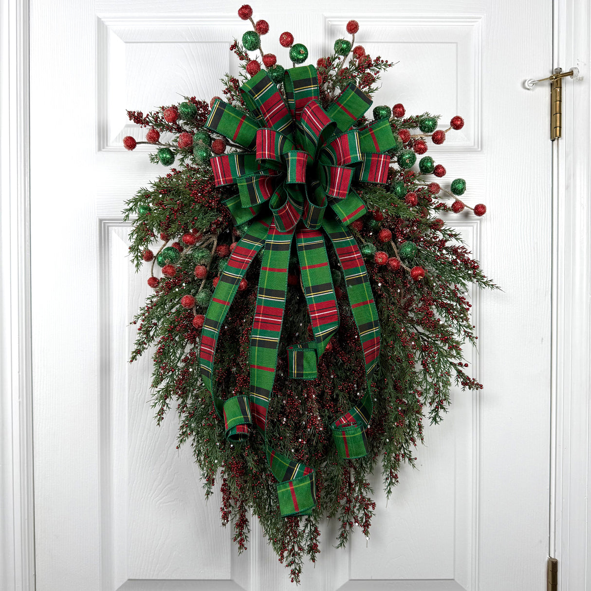 Red and Green Tartan Plaid Berry Wreath