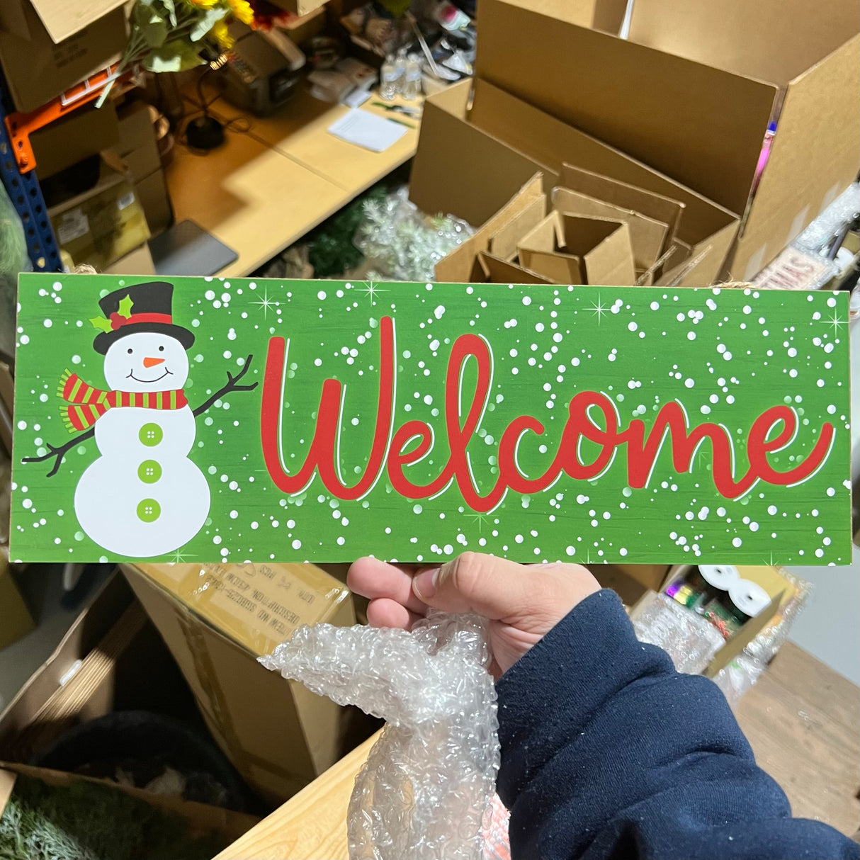 15"LX5"H MDF WELCOME SNOWMAN Sign