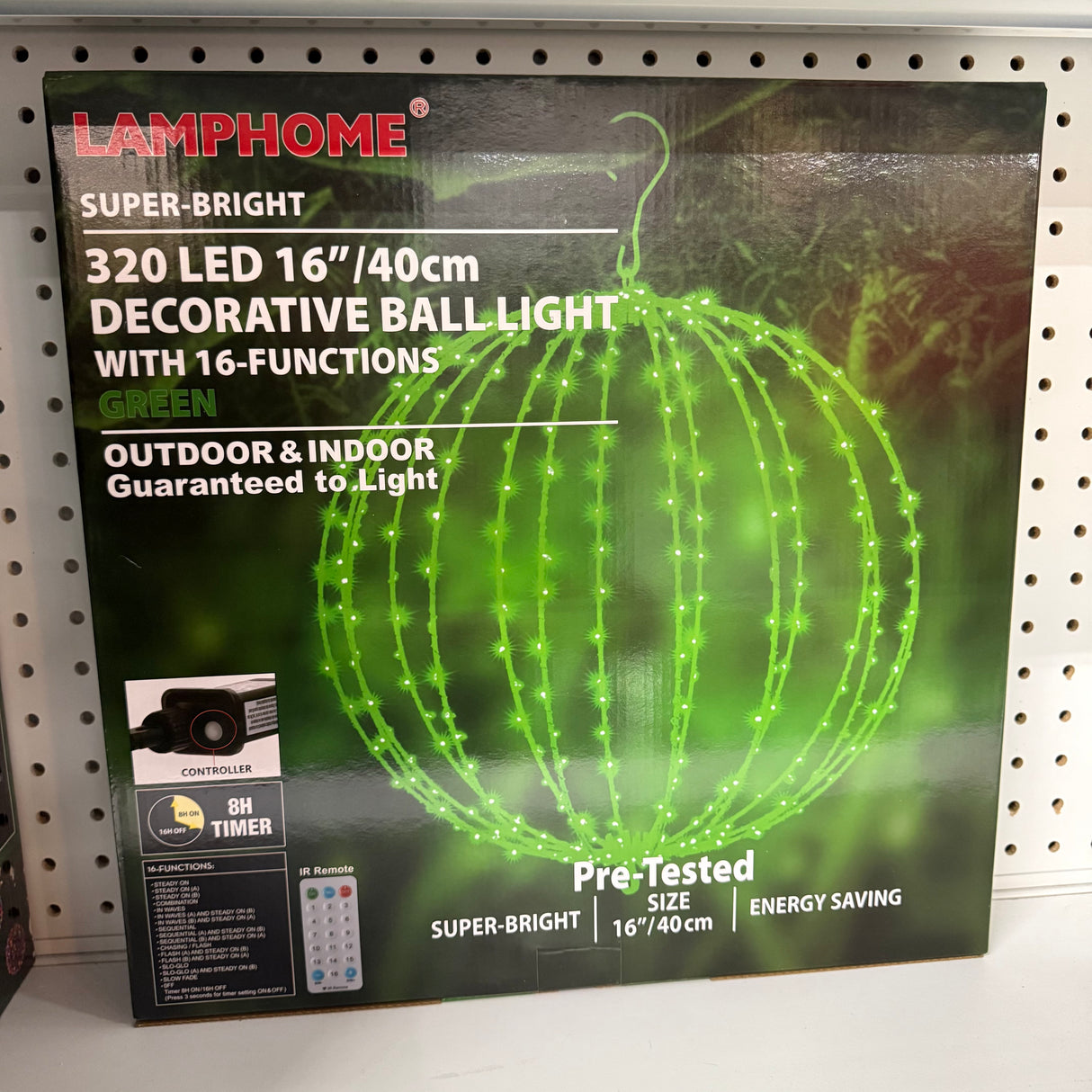 16"/40cm,320LED Christmas Ball Light (Green)