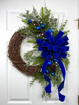Silver & Blue Velvet Wreath Kit